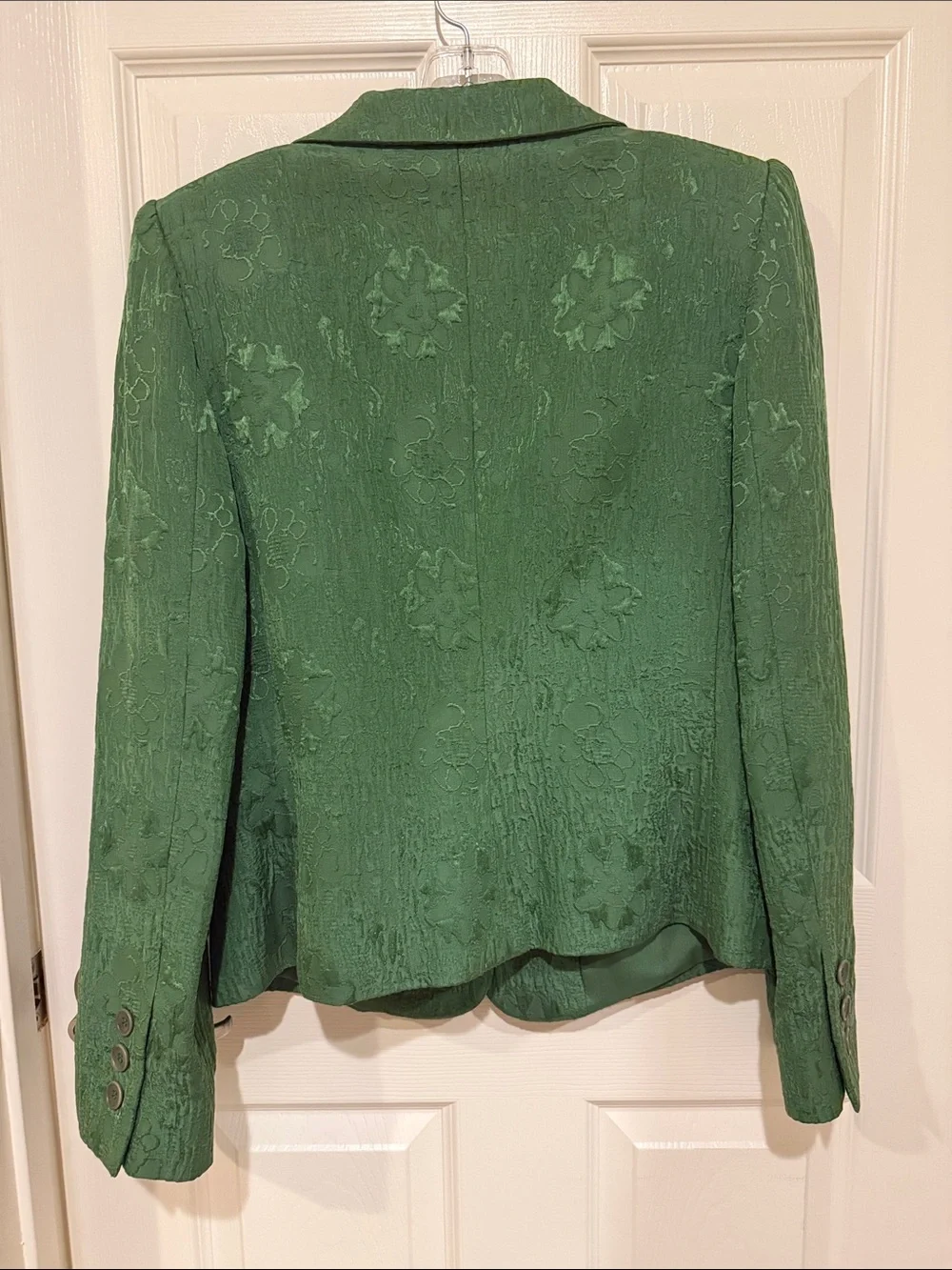 Armani Collezioni Emerald Green Textured Floral Blazer